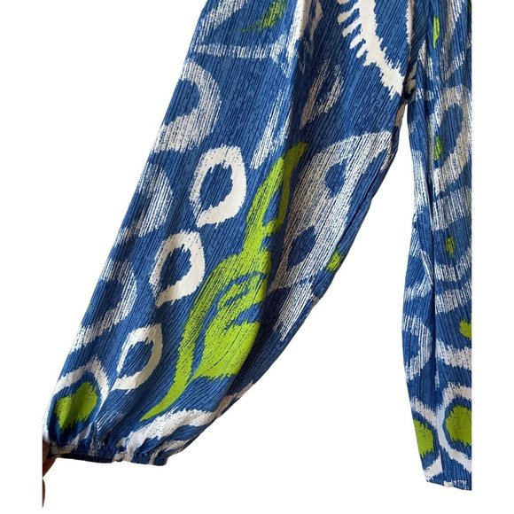 Chico's Lotus Bloom Peasant Top Regatta Blue Size XXL NWT - Picture 6 of 11